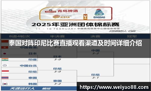 泰国对阵印尼比赛直播观看渠道及时间详细介绍